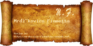 Mrákovics Fiametta névjegykártya